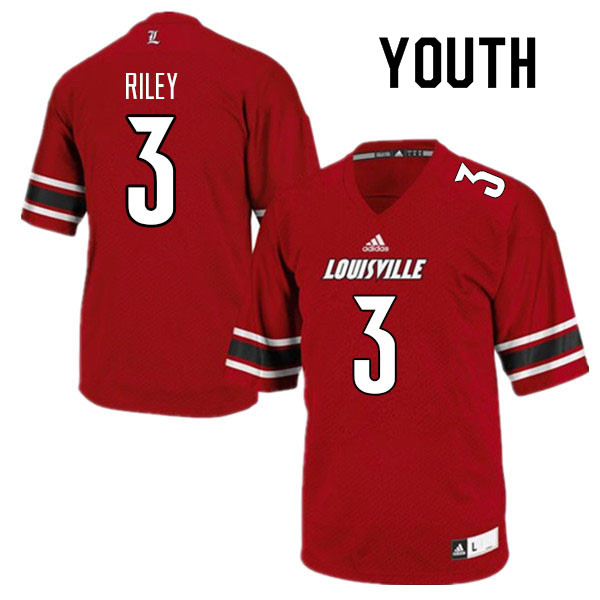 Youth #3 Quincy Riley Louisville Cardinals College Football Jerseys Sale-Red